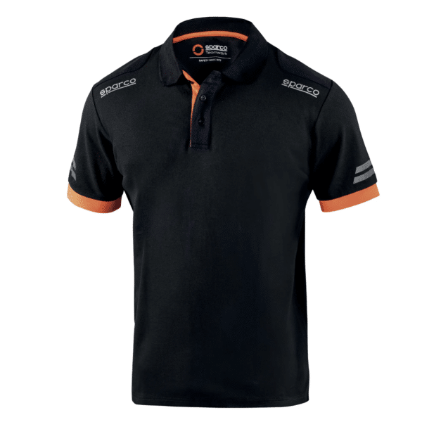 polo-sparco-toledo-frontal-negro-naranja